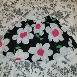 Gymboree Black White Pink Flower Skirt Girls 7 Cotton